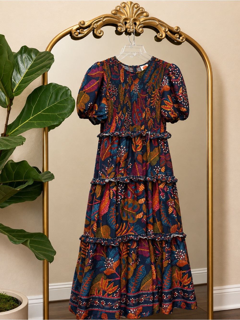 Farm Rio Short-Sleeve Crew-Neck Tiered A-Line Maxi Dress Size M - Picture 4 of 12